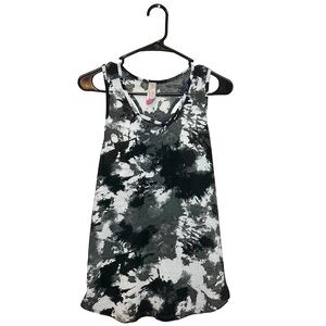 Gray, White, and Black Tie-Dye Flowy Racerback Tank Top